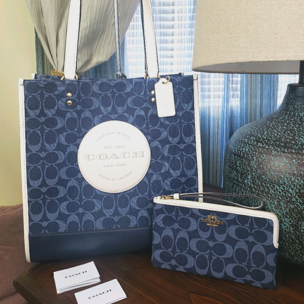 Coach Demsey Denim Tote with Wristlet Se
